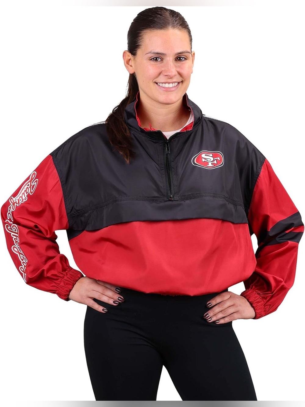 NWT FOCO 49ers Youth L Pullover jacket “Faithful to the Bay” 1/4 Zip Red Black